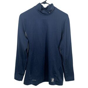 Nike Pro Combat Dri Fit Fitted Shirt Mens Large Mock Neck L/S Blue Gray